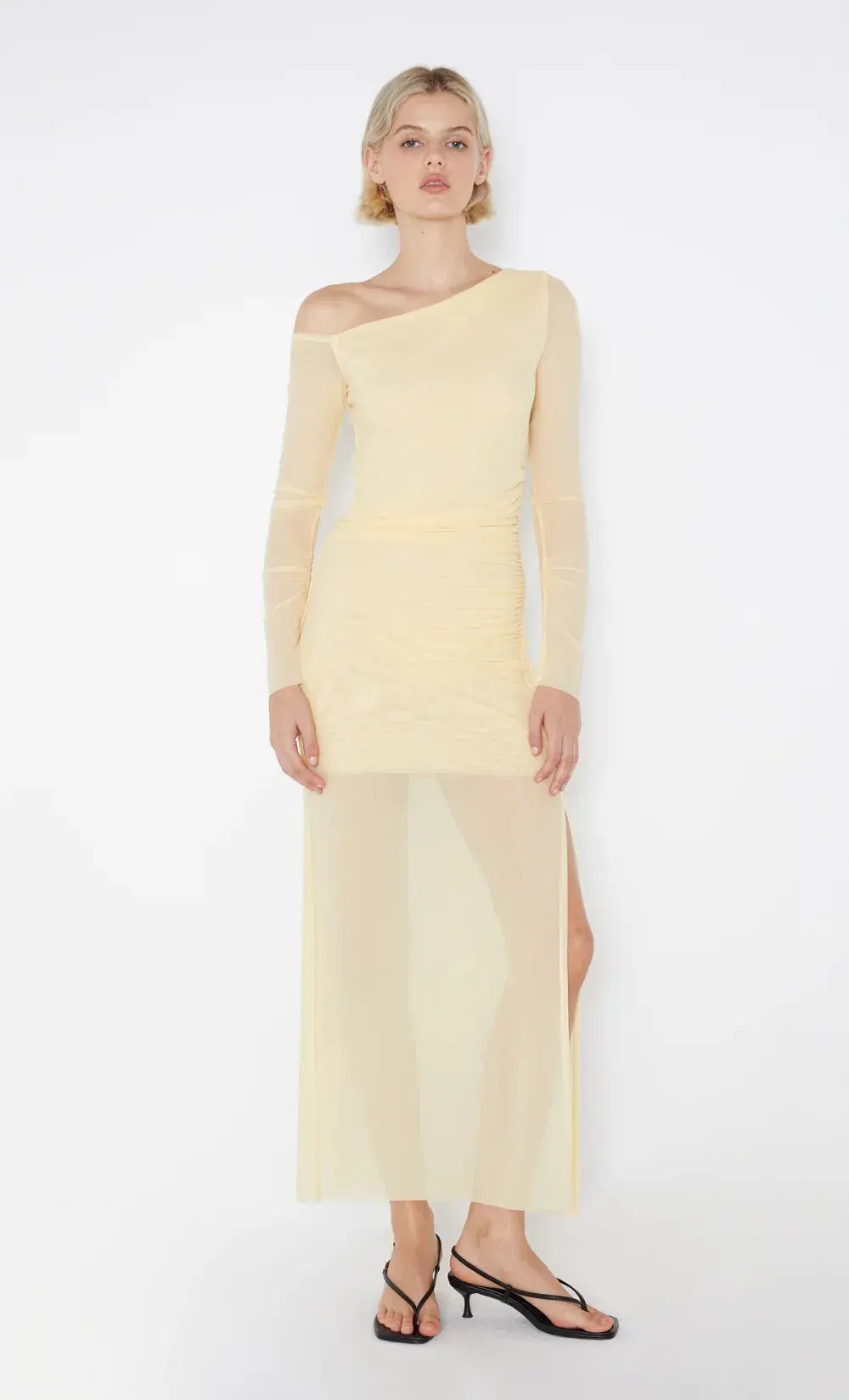 Bec & Bridge Fae Asym Long Sleeve Dress Butter Yellow Size 10 - Image 6