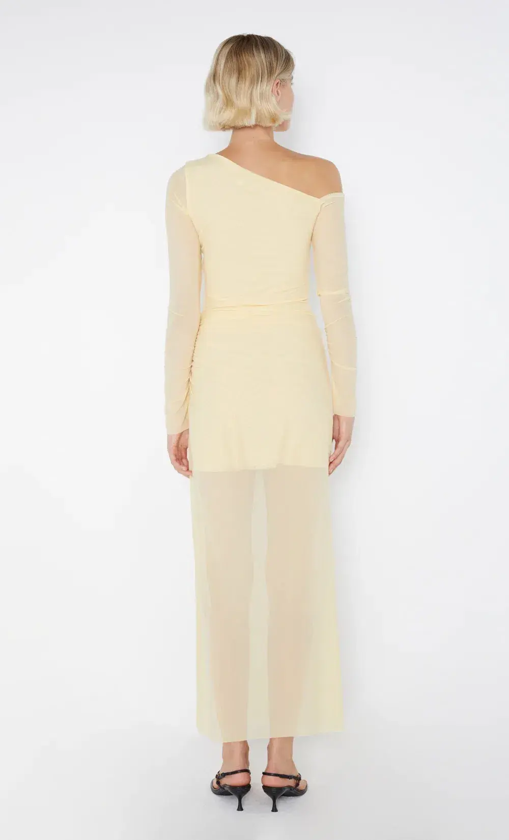 Bec & Bridge Fae Asym Long Sleeve Dress Butter Yellow Size 10 - Image 3