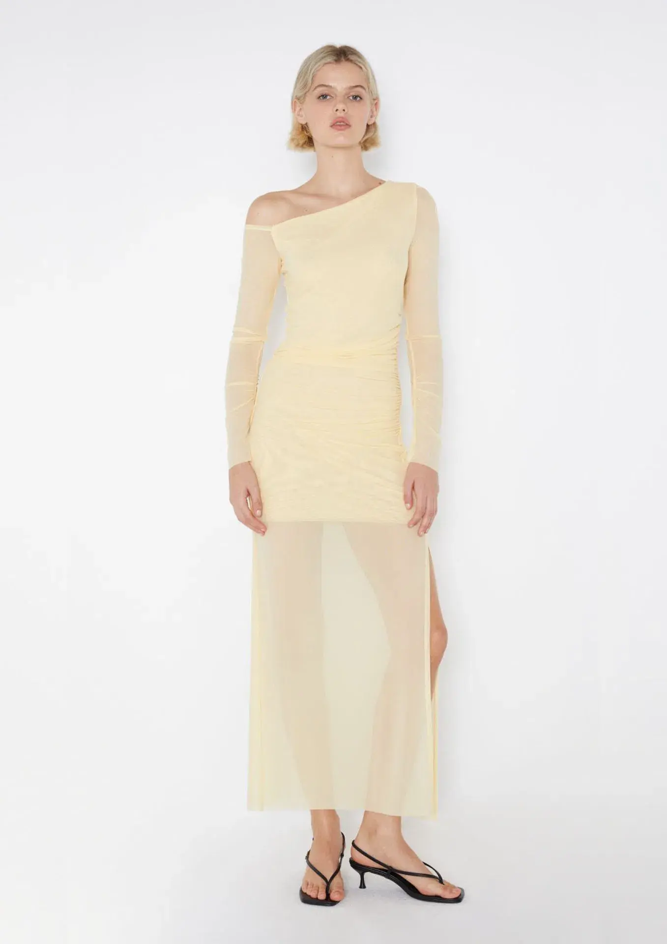 Bec & Bridge Fae Asym Long Sleeve Dress Butter Yellow Size 10 - Image 1