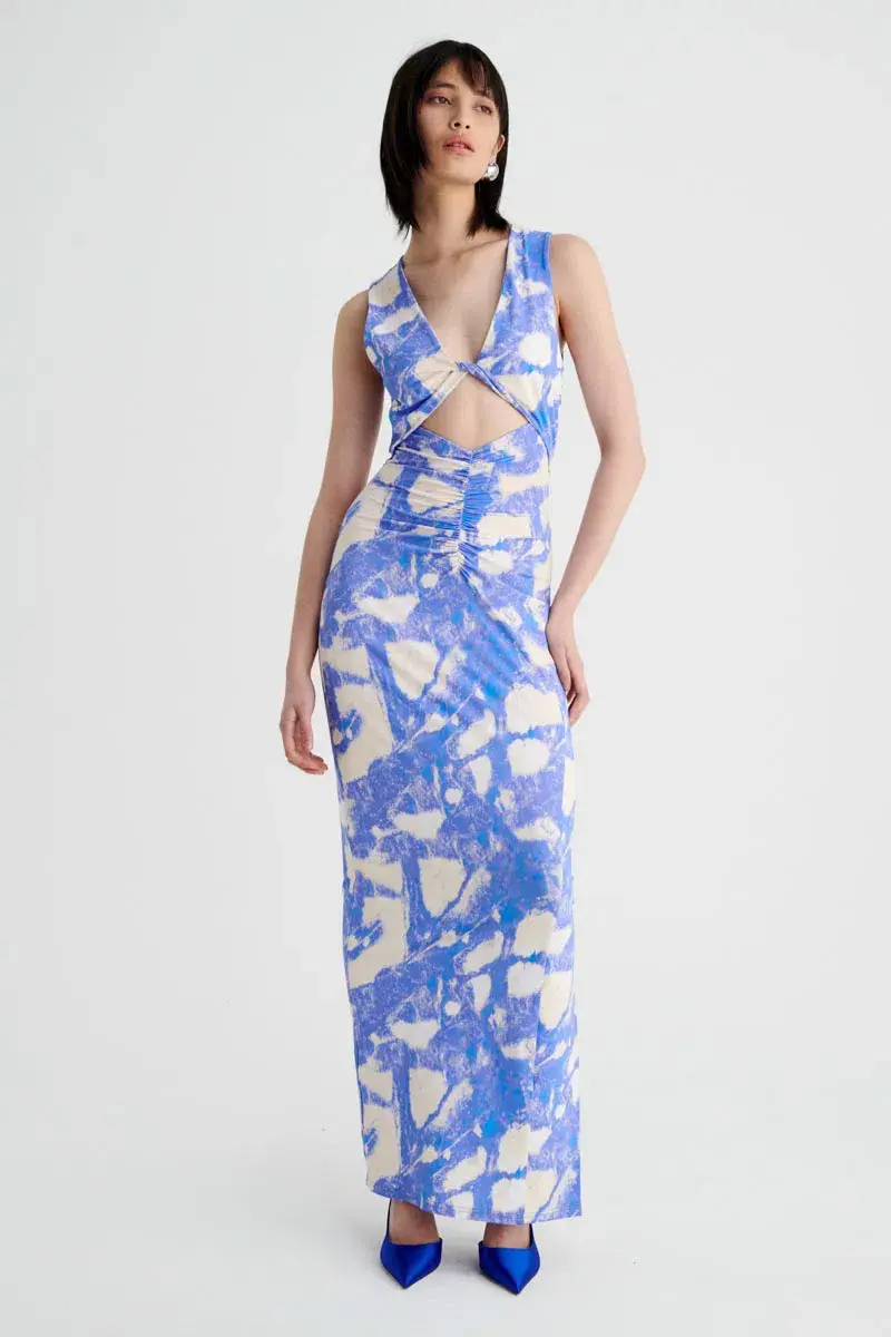Suboo Marble Sleeveless Reversible Twist Front Maxi Dress Print Size S / AU 8 - Image 1