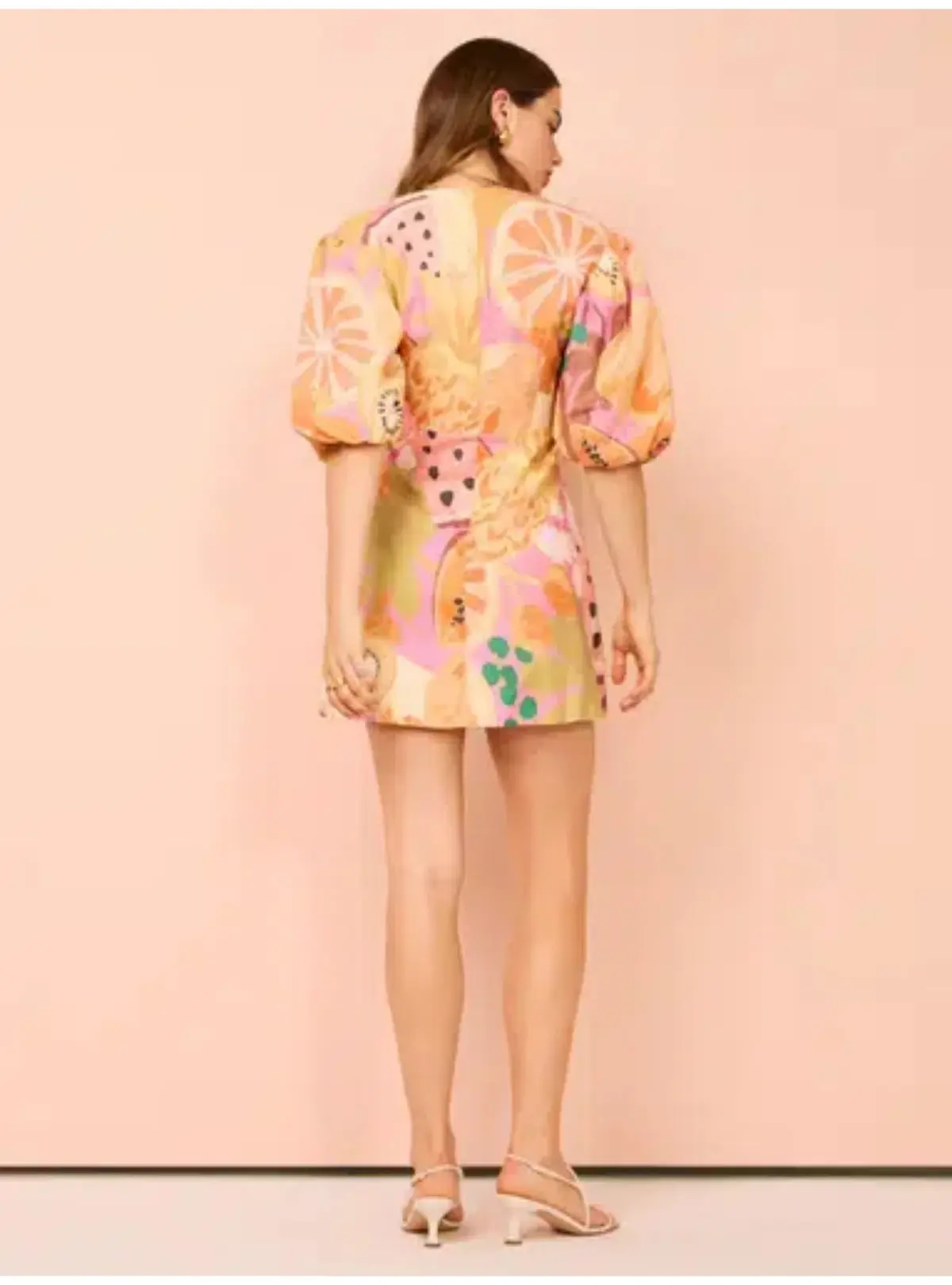 By Nicola Bolero Gathered Neckline Mini Dress In Fruit Punch Size AU 16 - Image 3