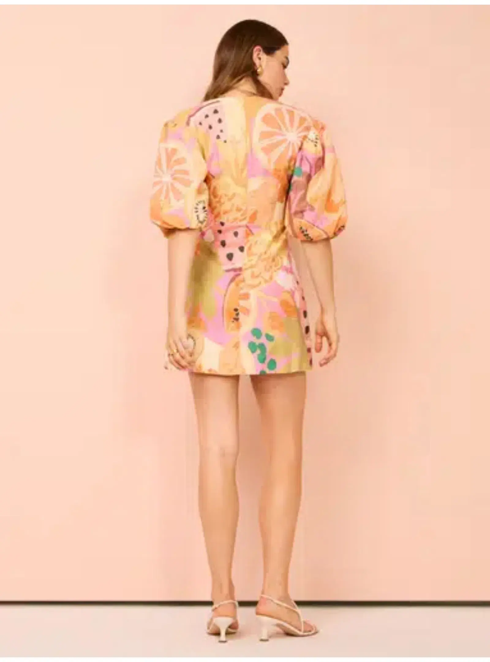 By Nicola Bolero Gathered Neckline Mini Dress In Fruit Punch Size AU 16 - Image 3