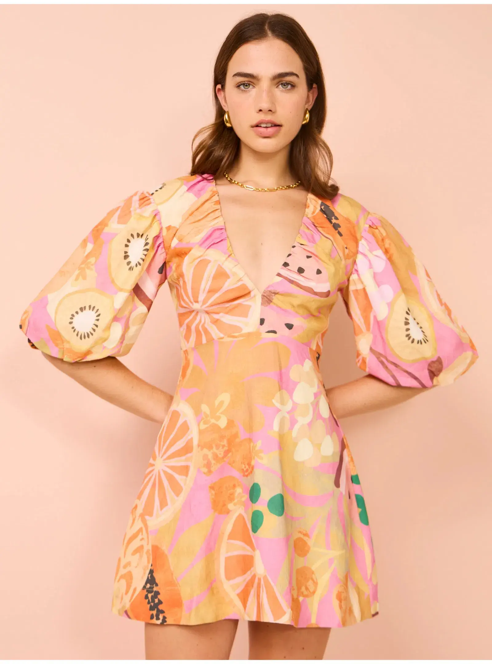 By Nicola Bolero Gathered Neckline Mini Dress In Fruit Punch Size AU 16 - Image 2