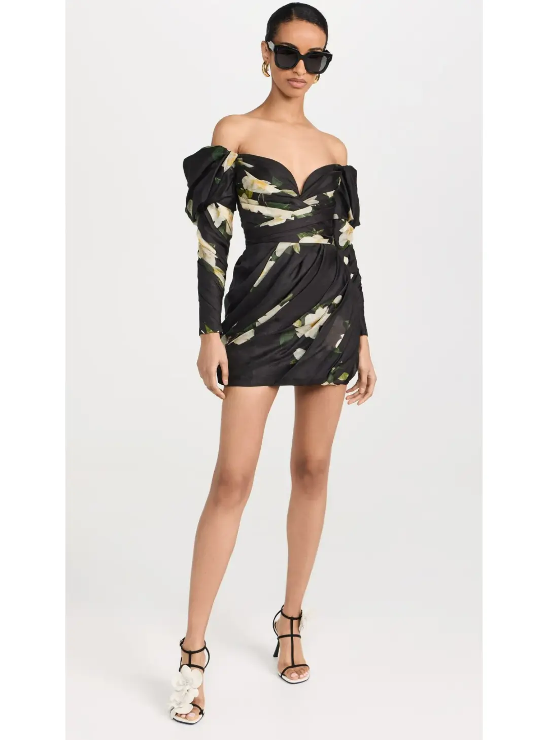 Zimmermann Harmony Drape Mini Dress in Black Magnolia Size 2 / AU 12 for rent on The Volte - main image