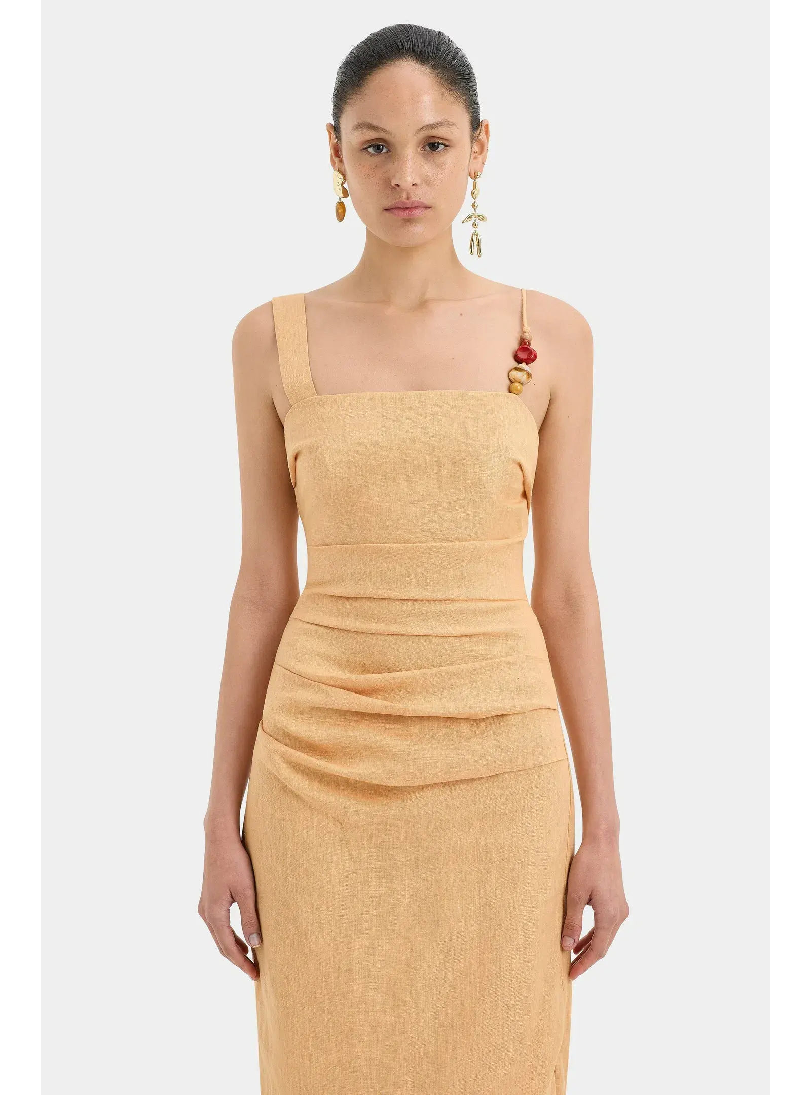 Sir the Label Antonia Beaded Midi Light Tan Size AU 14 - Image 2