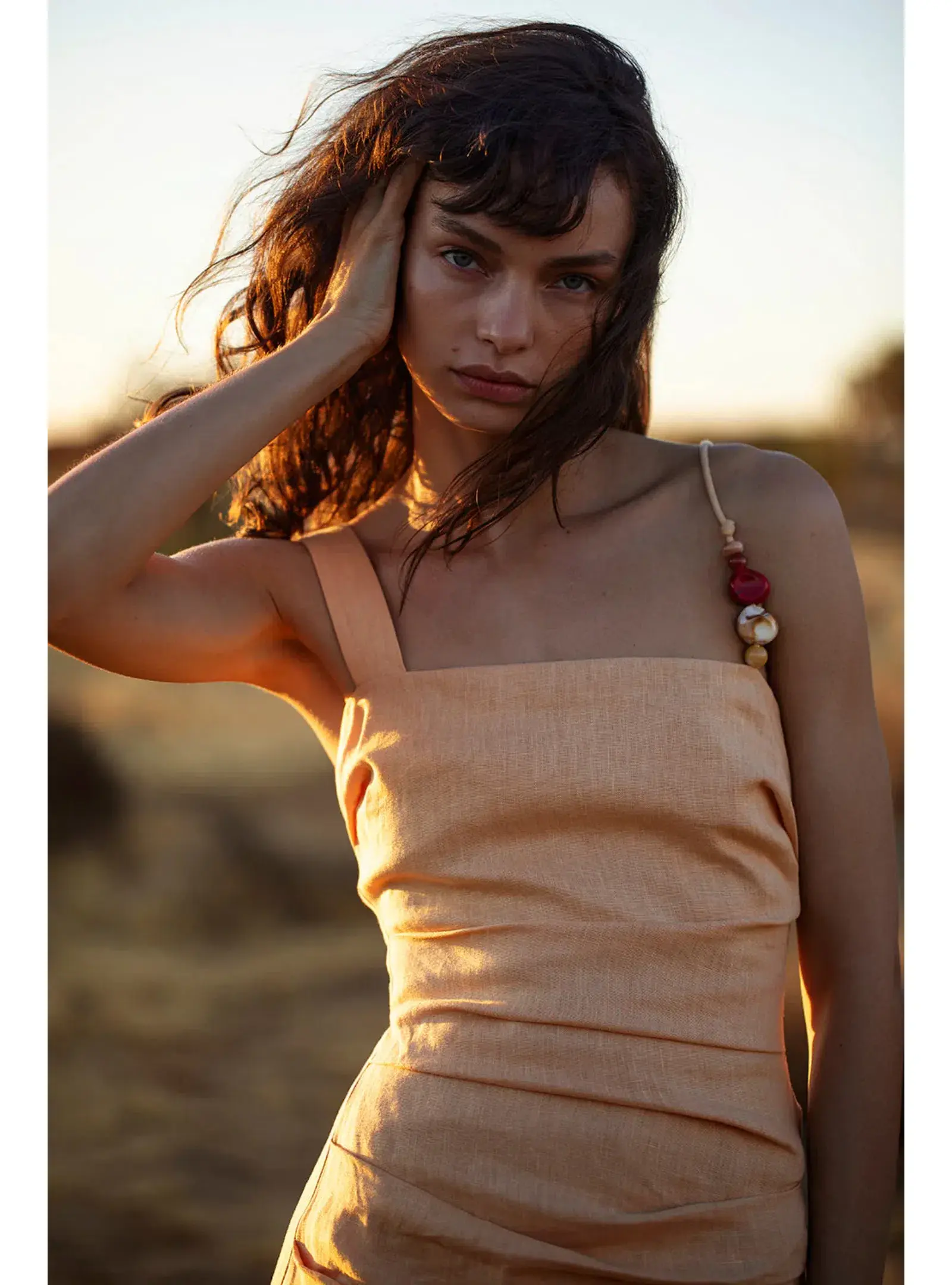 Sir the Label Antonia Beaded Midi Light Tan Size AU 14 - Image 4