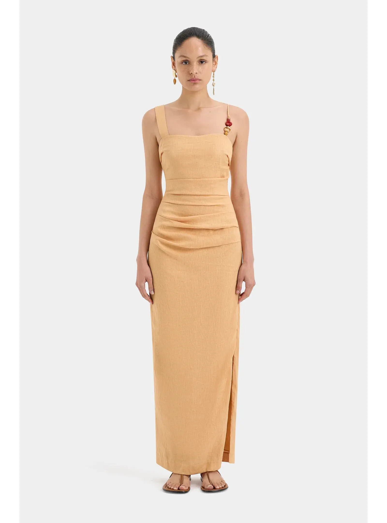 Sir the Label Antonia Beaded Midi Light Tan Size AU 14 - Image 1