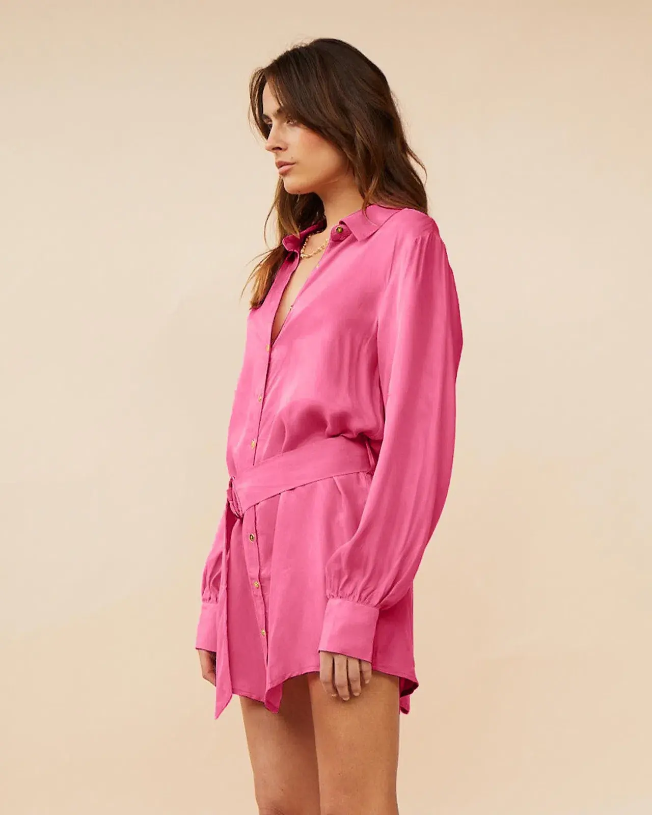 Suboo Georgia Mini Shirt Dress Pink Size M / AU 10 - Image 3
