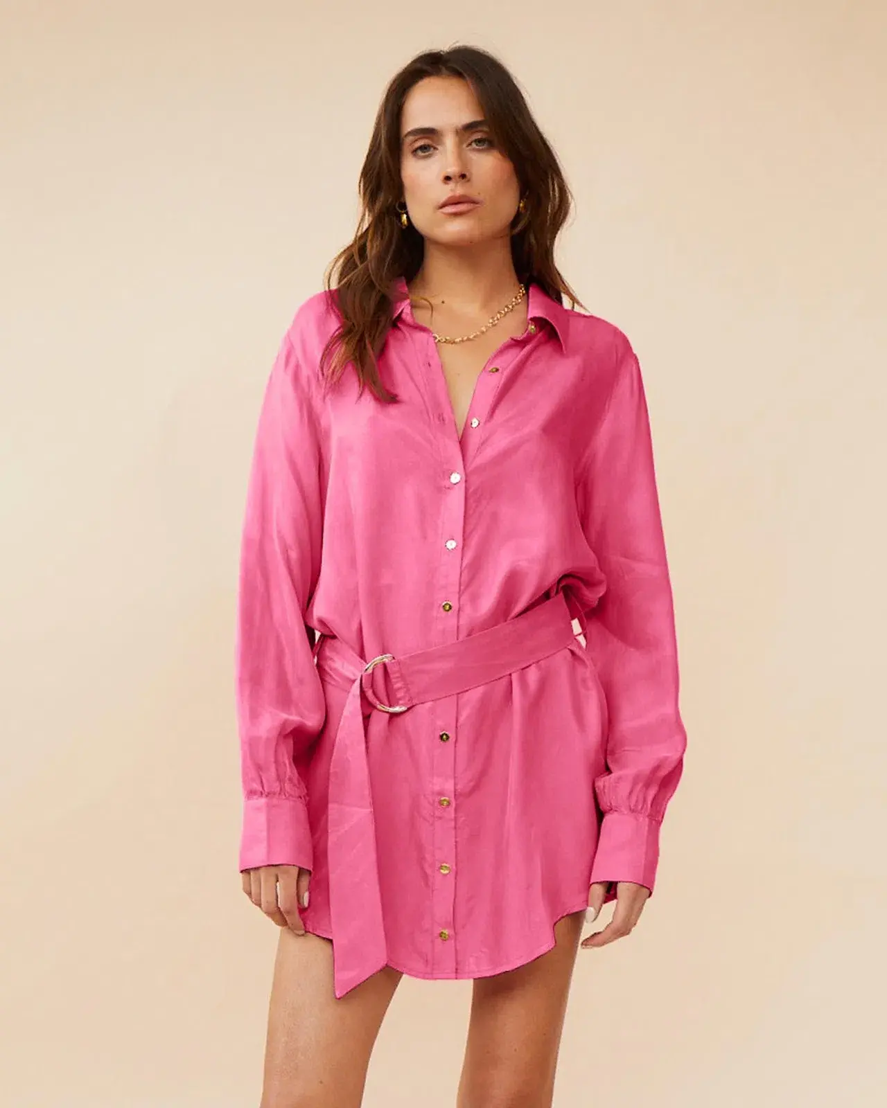 Suboo Georgia Mini Shirt Dress Pink Size M / AU 10 - Image 2