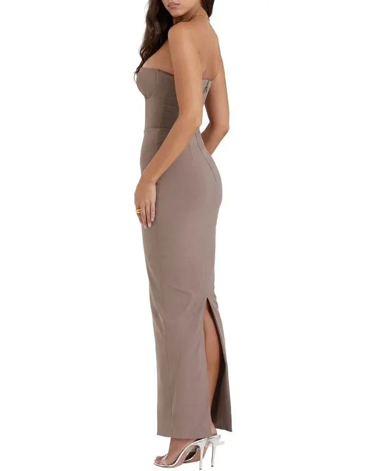 House of CB Lucia Strapless Corset Maxi Dress Taupe Size M / AU 10 Regular Bust Cup - Image 2