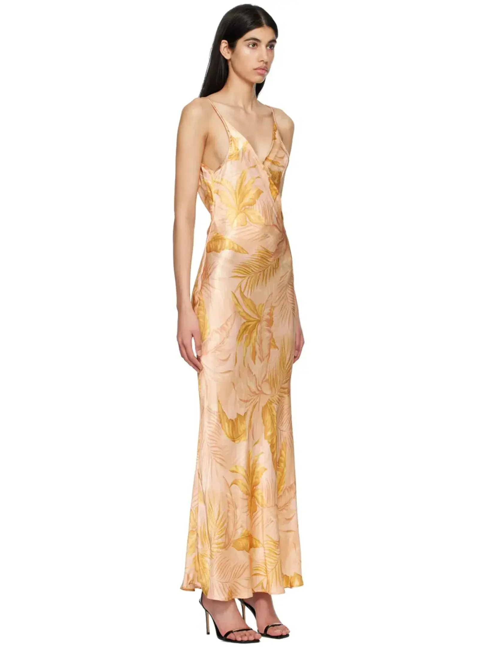 Bec & Bridge Gold Maxi Dress Dusty Palms Size AU 10 - Image 2