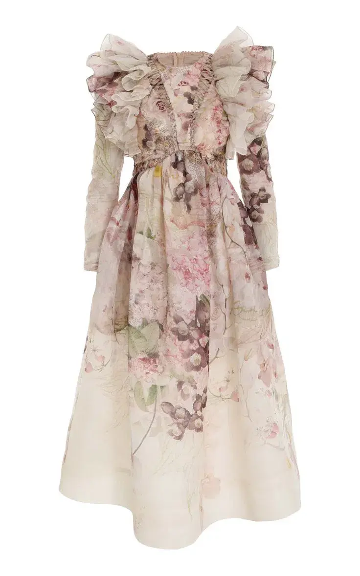 Zimmermann Dancer Laced Midi Dress Alabaster Garden Floral Size 3 / AU 14  - Image 4