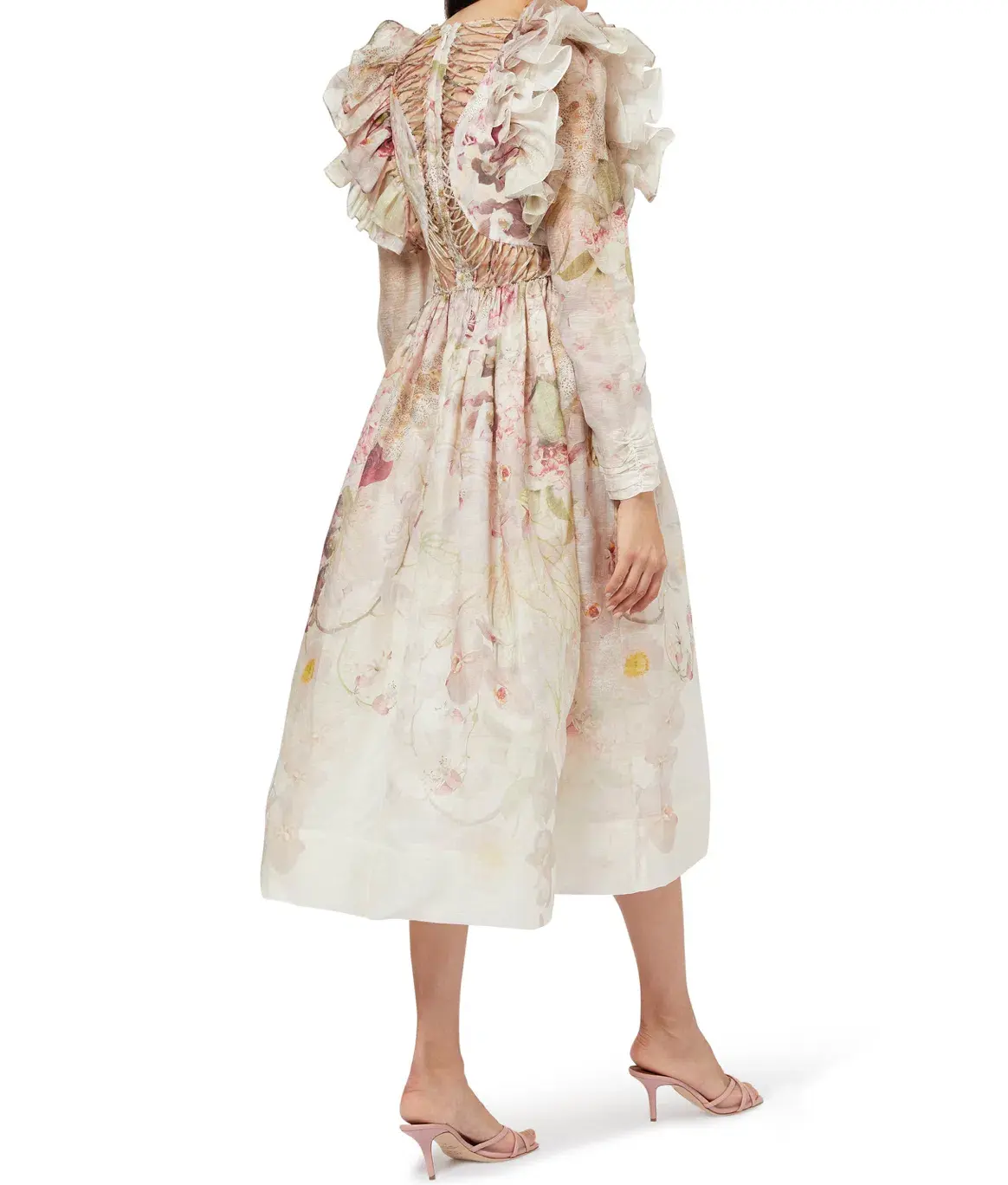Zimmermann Dancer Laced Midi Dress Alabaster Garden Floral Size 3 / AU 14  - Image 2