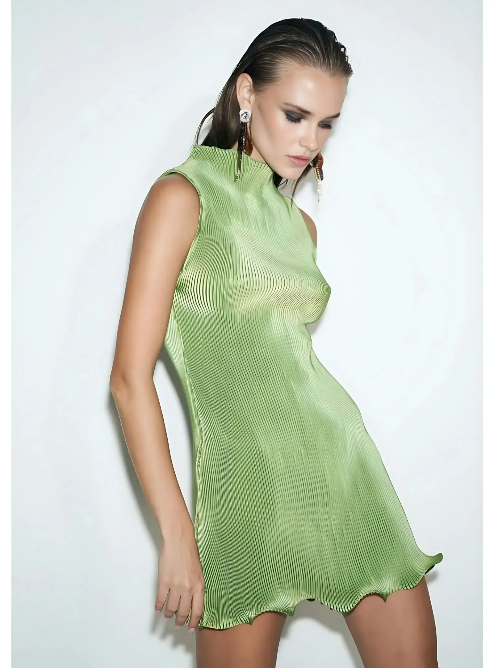 L'Idee Silencio Mini Dress in Fern Size AU 12 - Image 3