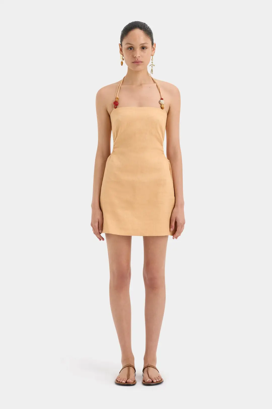 Sir the Label Antonia Beaded Mini Dress Light Tan Size 0 / AU 6 for rent on The Volte - main image
