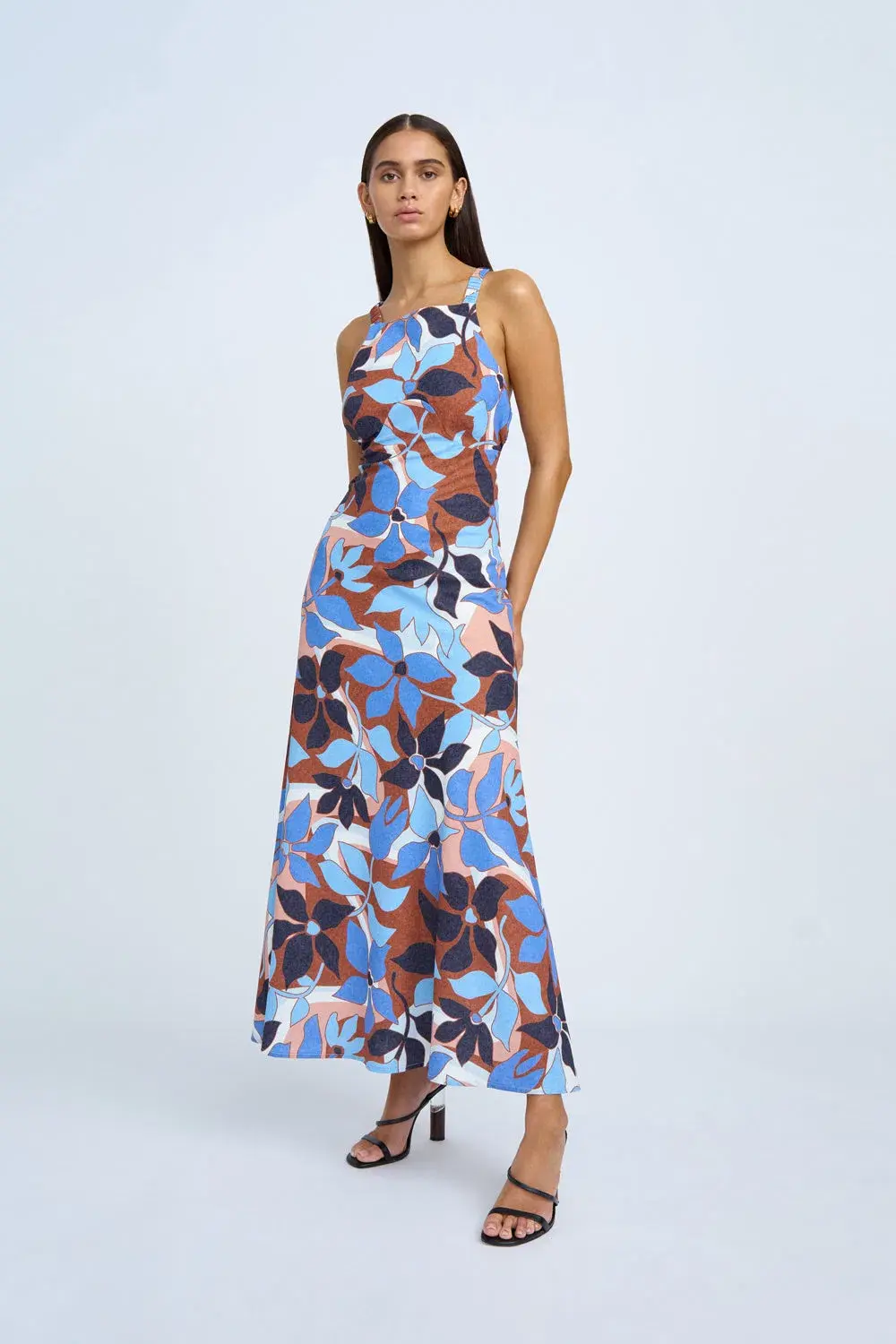 By Johnny Ophelia Floral Bias Midi Dress Multi Size 10 - Image 1