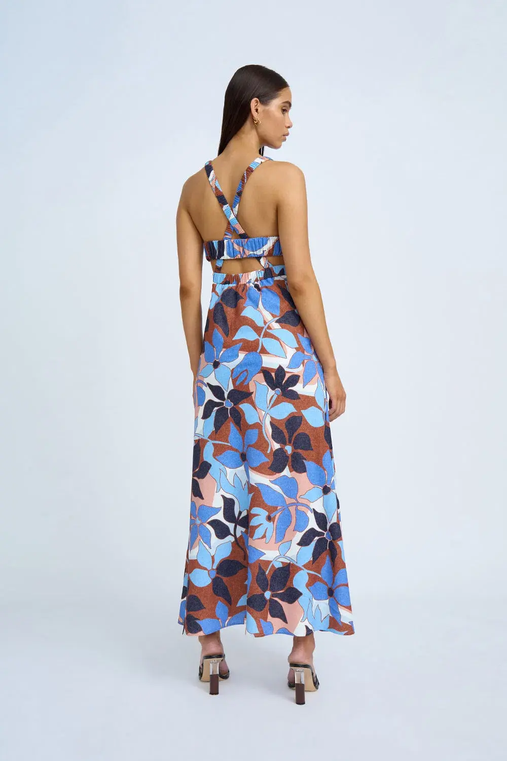By Johnny Ophelia Floral Bias Midi Dress Multi Size 10 - Image 3