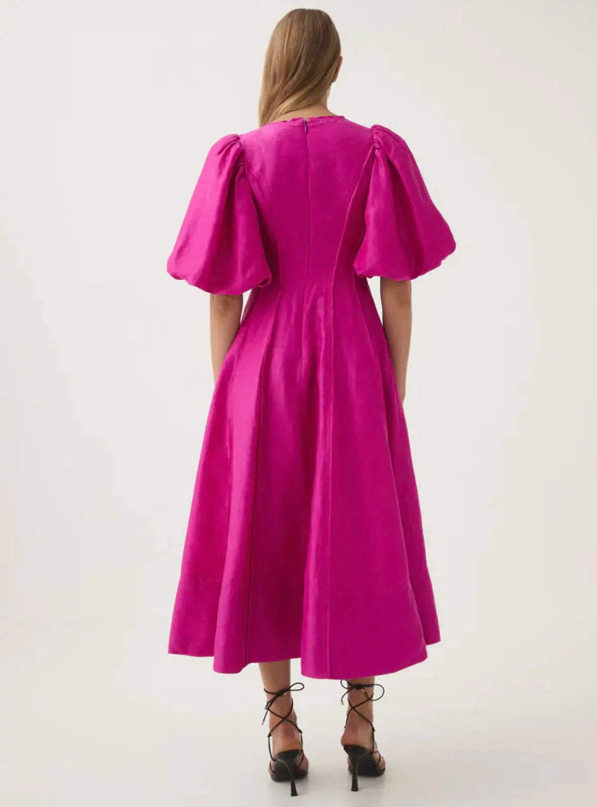 Aje Dusk Puff Sleeve Midi Dress in Deep Magenta Size S / AU 8 - Image 3