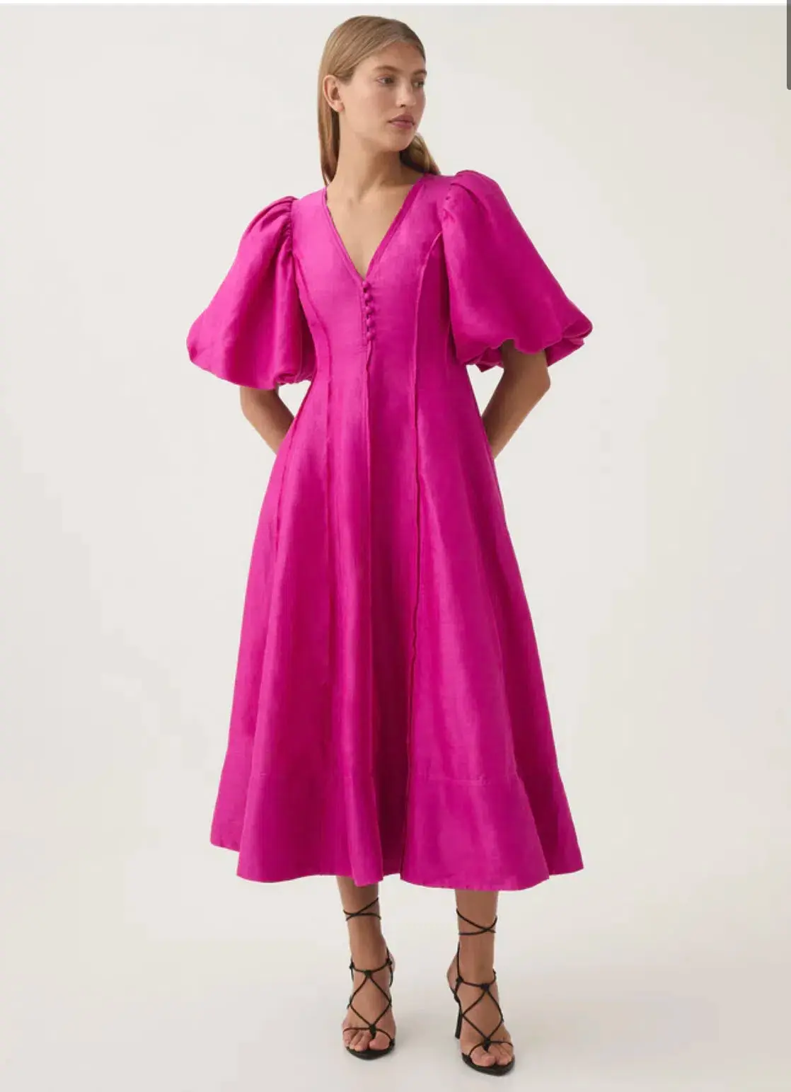 Aje Dusk Puff Sleeve Midi Dress in Deep Magenta Size S / AU 8 - Image 2