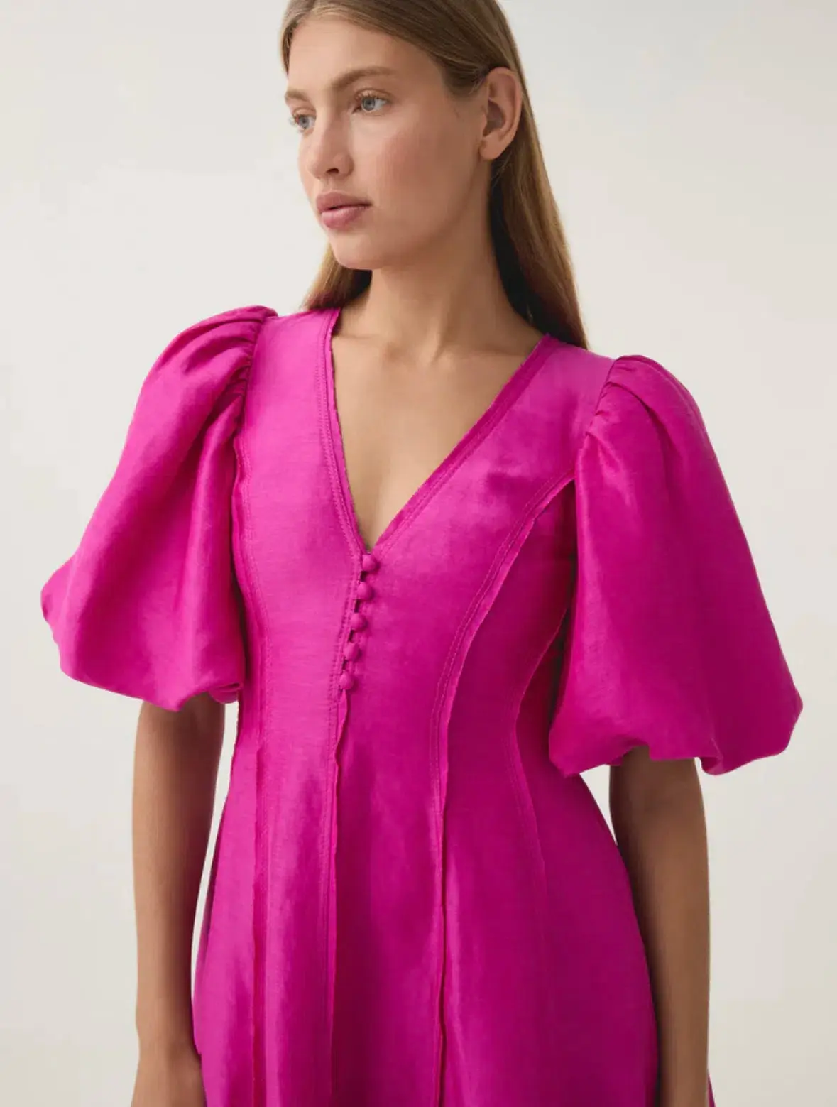 Aje Dusk Puff Sleeve Midi Dress in Deep Magenta Size S / AU 8 - Image 4