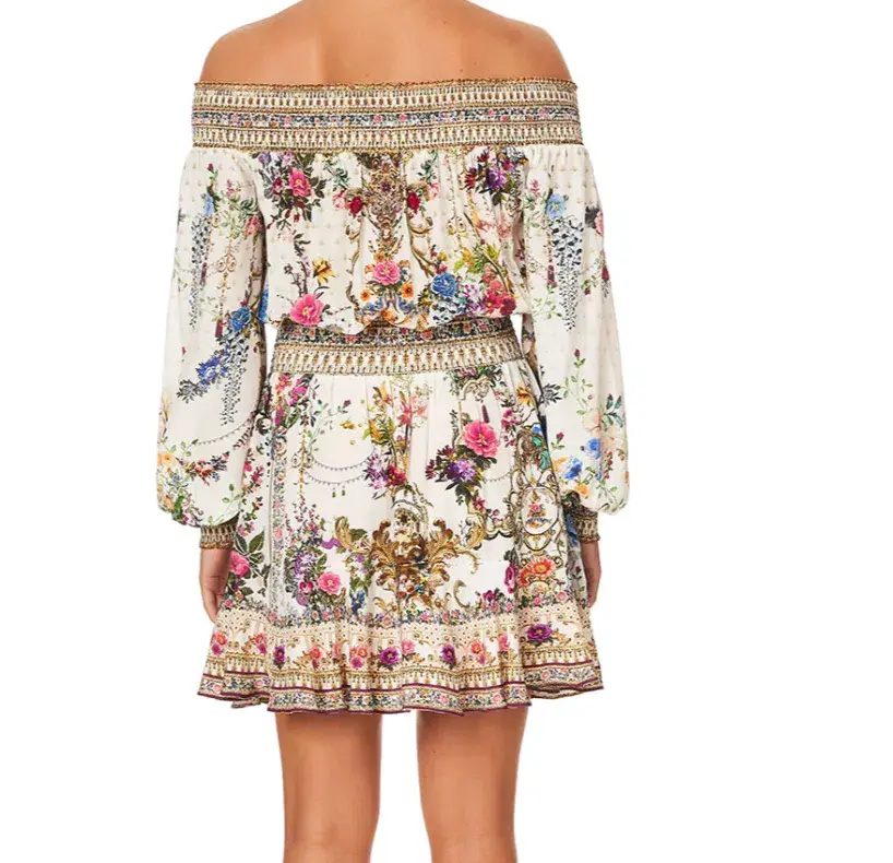 Camilla Off Shoulder Short Dress By The Meadow Print Size M / AU 12 - Image 3