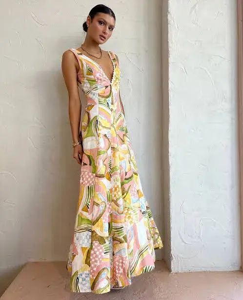 By Nicola Wavy Maxi Dress In Swirl Check SIze 10 - Image 4