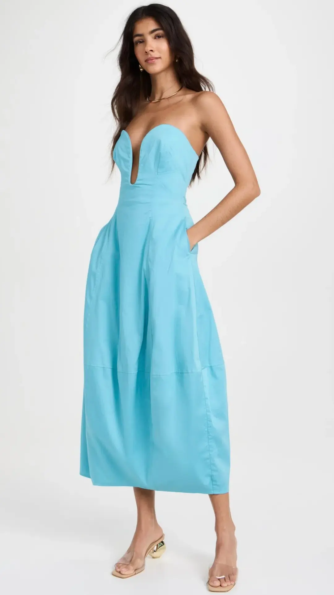 Cult Gaia Chiara Midi Dress Cabana Blue Size AU 6 (US 2) for rent on The Volte - main image