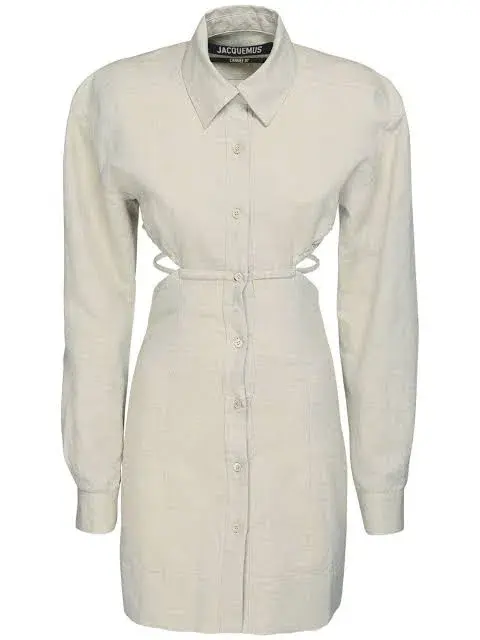 Jacquemus La Robe Cavaou Courte Shirt Mini Dress Beige Size 40 / AU 10 - Image 7