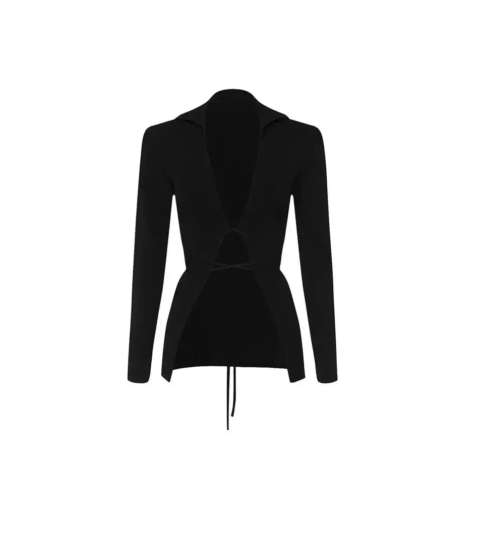 Christopher Esber Tie Front Knit Cardigan Black Size XXS/ Au 4 - Image 4