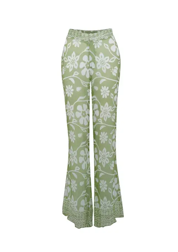 Ranaco Atelier Set: The Flared Pant Moss Green Size S/ AU 8 AND Ranaco Atelier Front Tie Blouse - Image 4