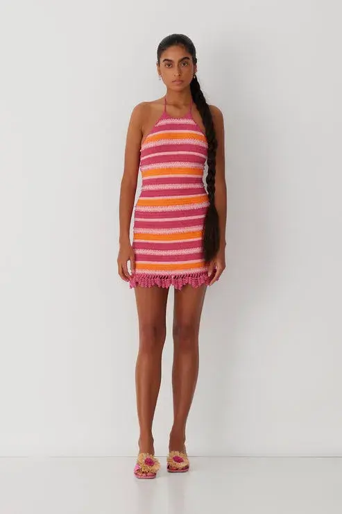 The Wolf Gang Kokomo Crochet Dress Fucshia Multi Size XS/ AU 6 - Image 1