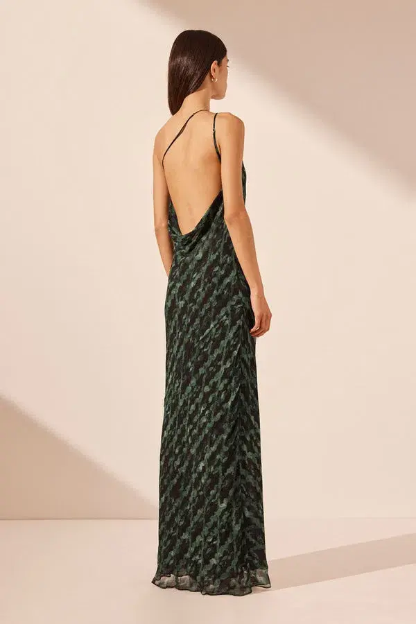 Shona Joy Remi One Shoulder Cowl Back Maxi Dress Remi Print Size 10 - Image 3