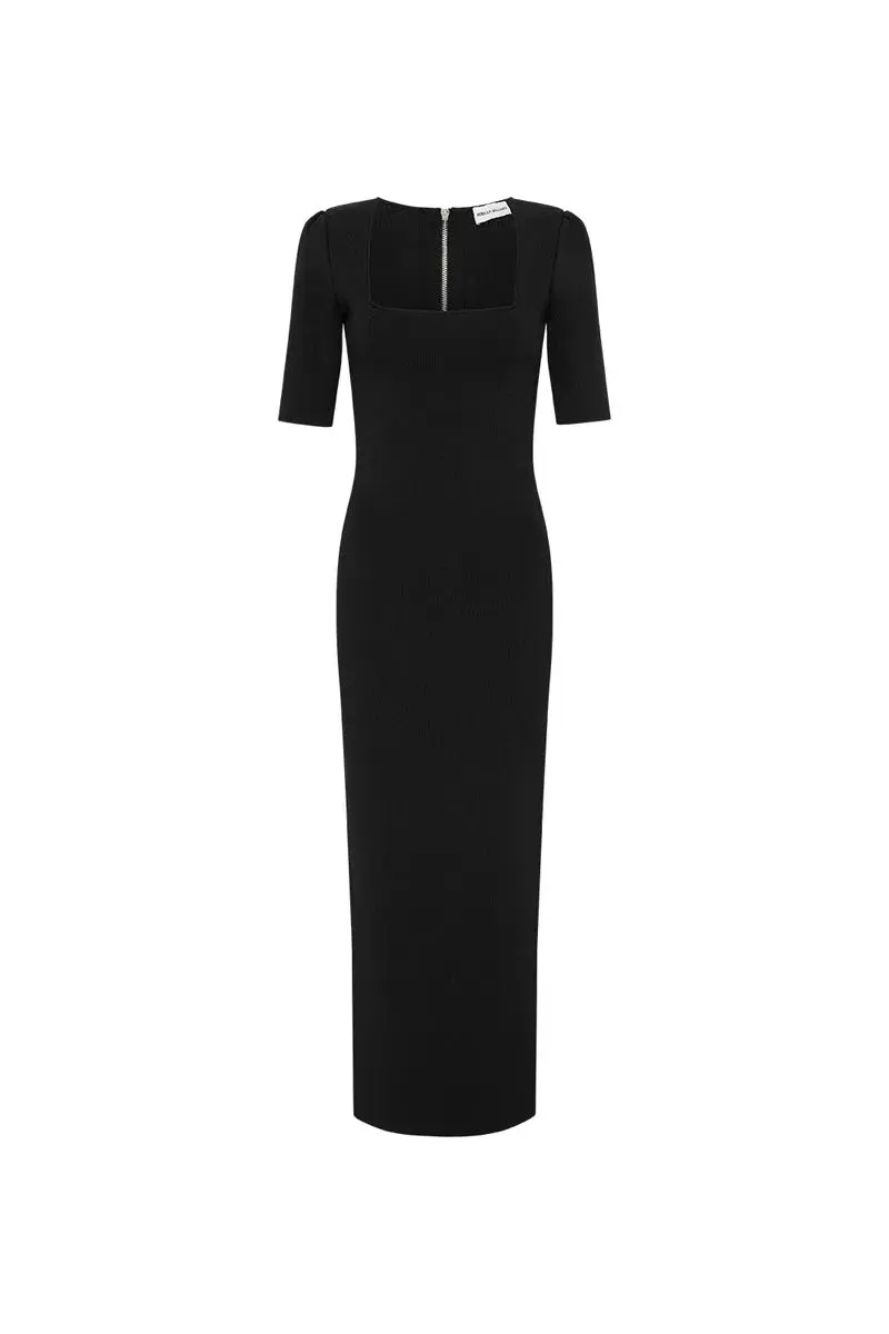 Rebecca Vallance Gaia Knit Midi Dress Black Size L/ AU 12 - Image 3