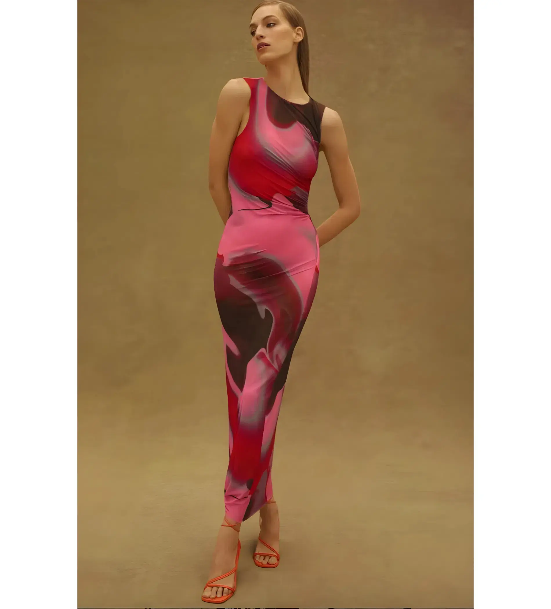 Scanlan Theodore Italian Watercolour Dress Raspberry Size 12 - Image 1