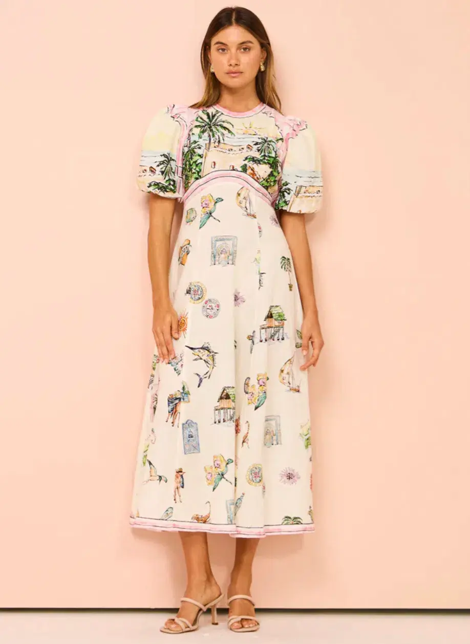 Alemais Sunset Midi Dress Print Size 12 - Image 1