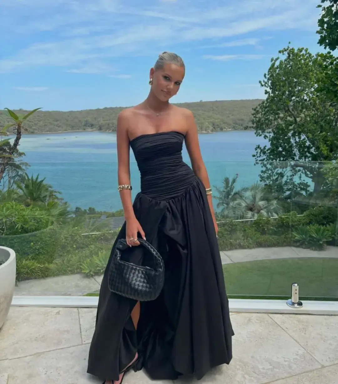 AJE Violette Bubble Hem Maxi Dress Black  Size 10  for rent on The Volte - main image