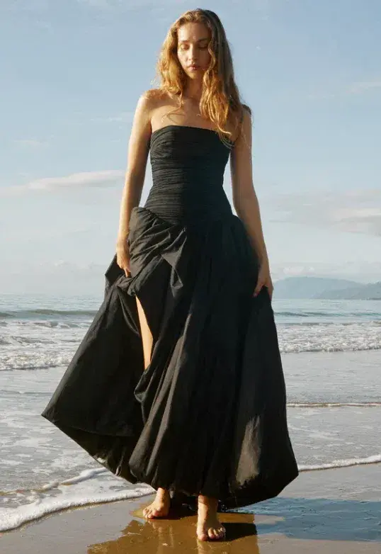 AJE Violette Bubble Hem Maxi Dress Black  Size 10  - Image 3
