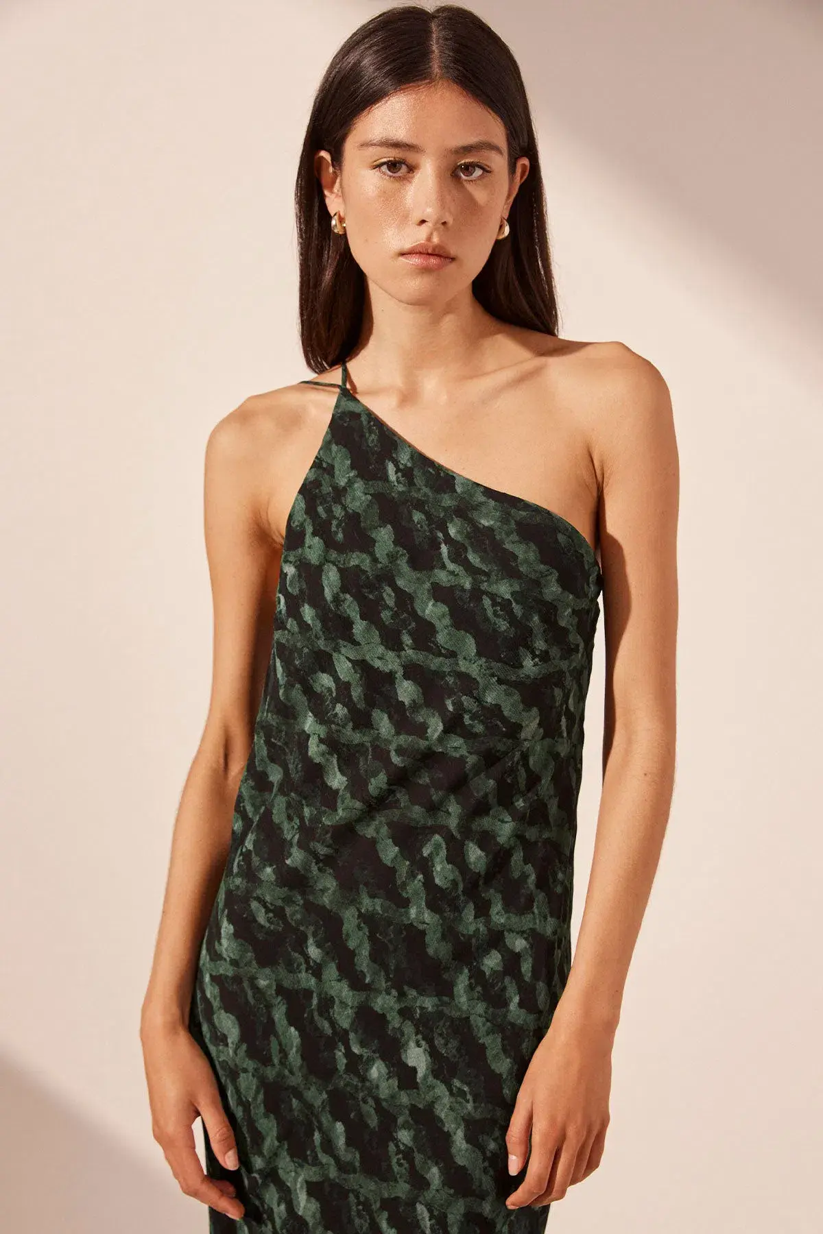 Shona Joy Remi One Shoulder Cowl Back Maxi Dress Rosemary/ Black Size 6 - Image 2