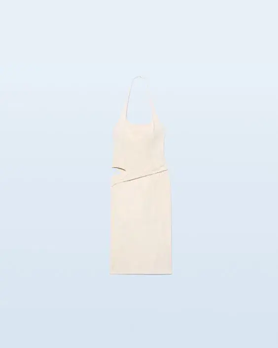 Jacquemus La Robe Hielo Asymmetric Dress Off White Size 10 for rent on The Volte - main image