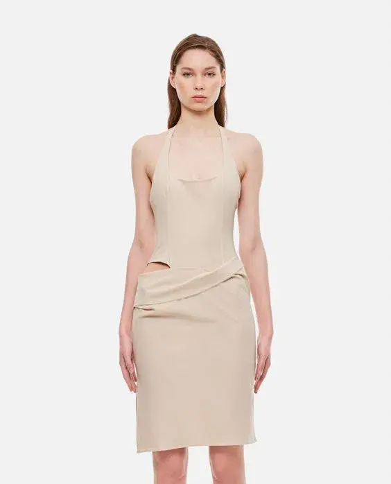 Jacquemus La Robe Hielo Asymmetric Dress Off White Size 10 for rent on The Volte - main image