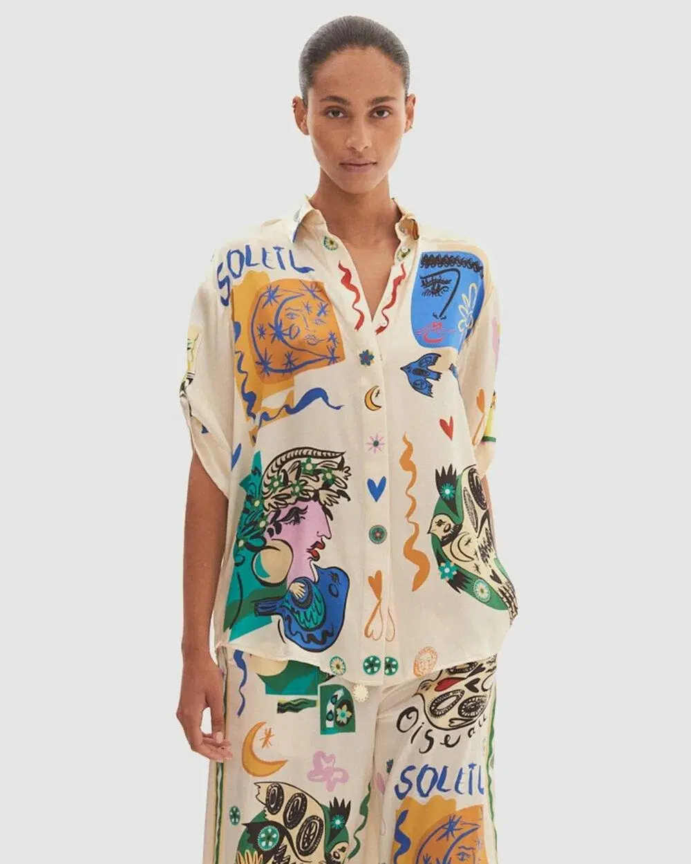 Alemais Soleil Oversized Shirt Size 8 and Pants Size 6 Set Multi - Image 4