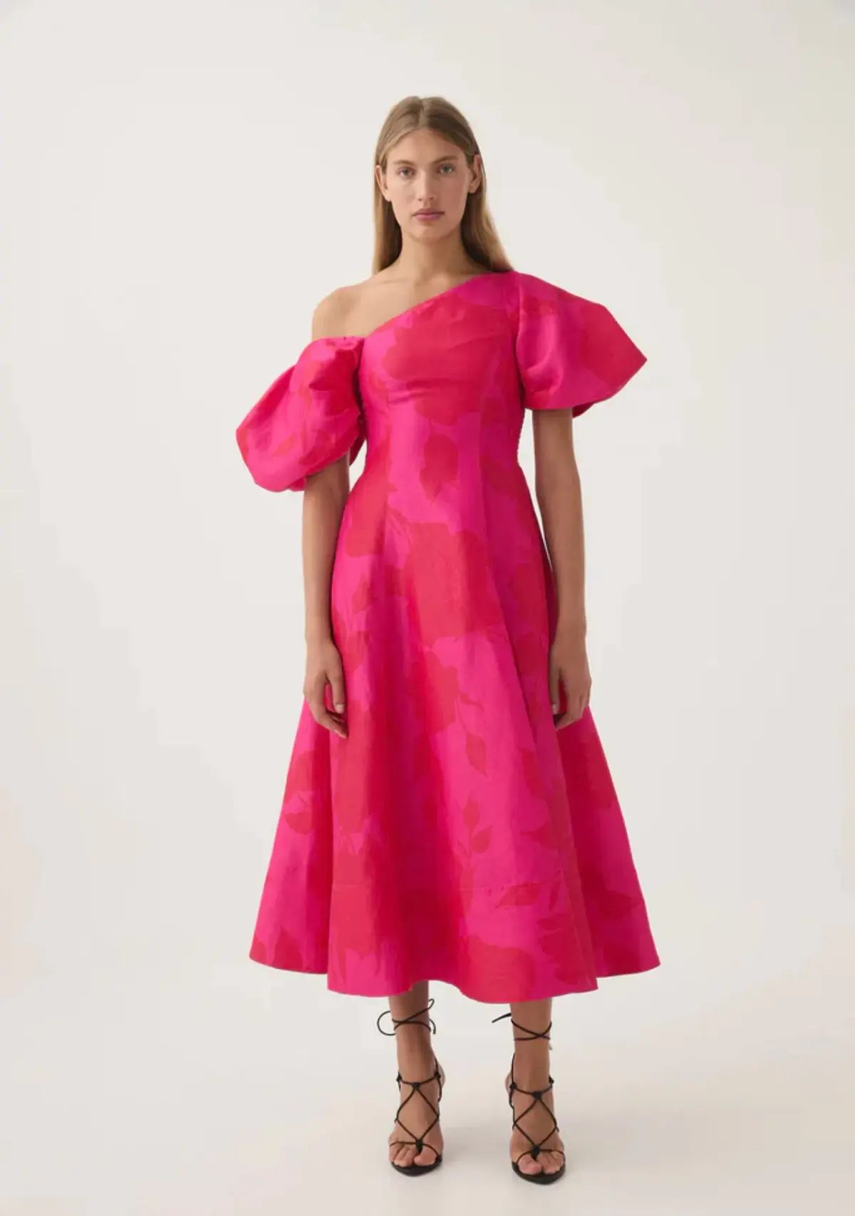 AJE Arista Tulip Sleeve Midi Dress in Florescent Rose Size 16 - Image 1