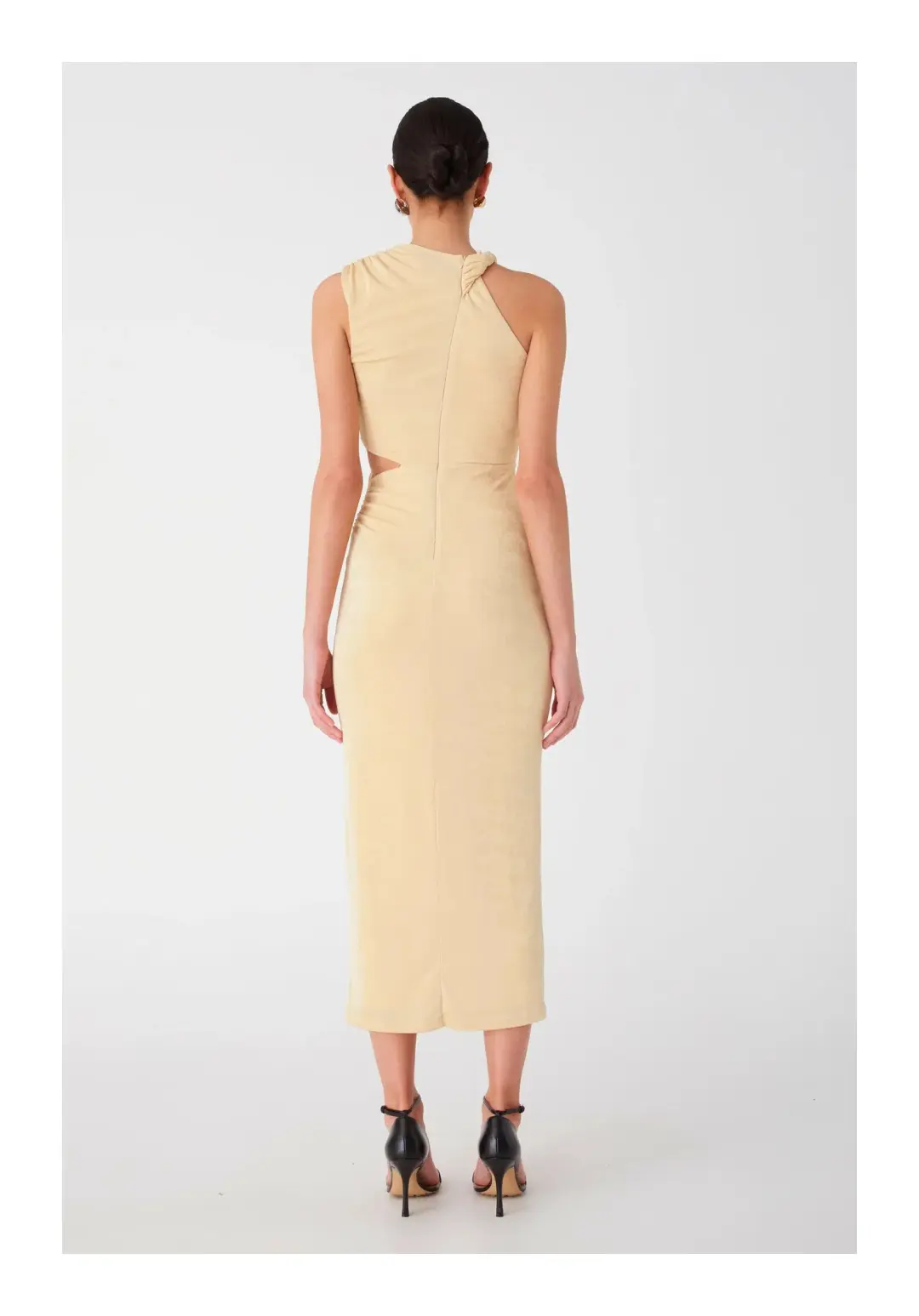 Misha Graciela Slinky Jersey Midi Dress in Lemon Drop Size 8 for rent on The Volte - main image