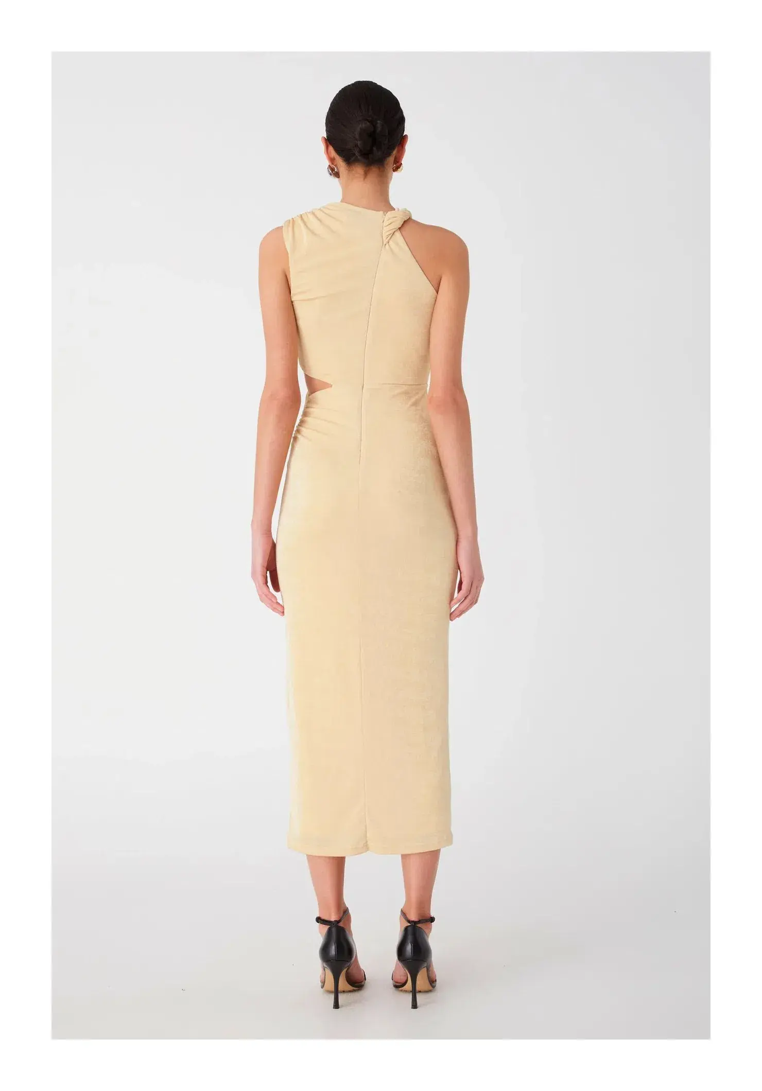 Misha Graciela Slinky Jersey Midi Dress in Lemon Drop Size 8 - Image 3