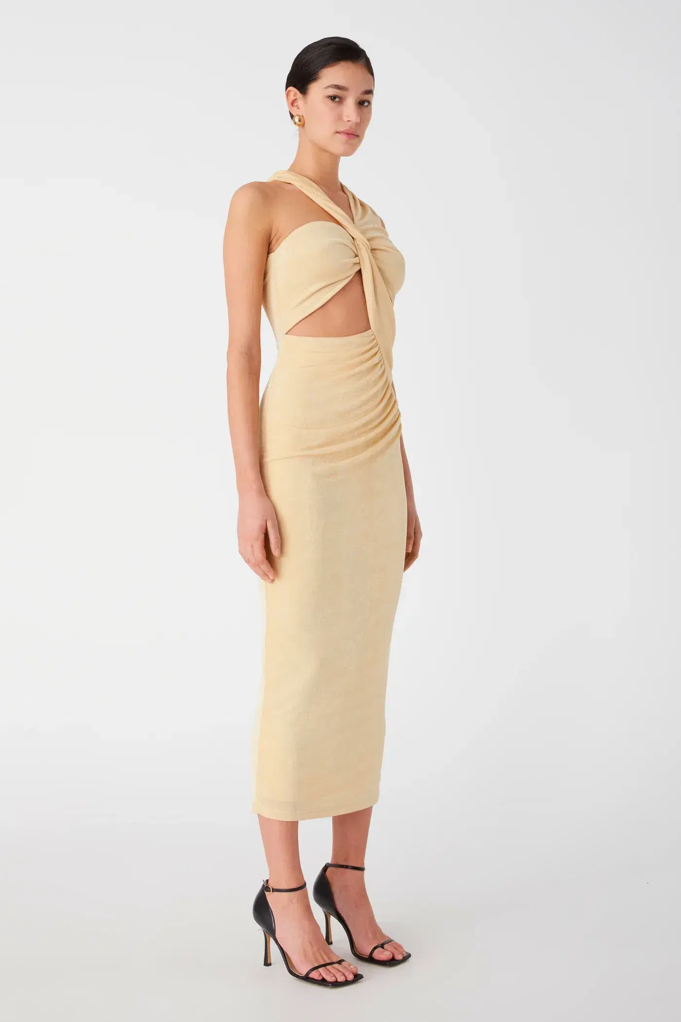 Misha Graciela Slinky Jersey Midi Dress in Lemon Drop Size 8 - Image 2