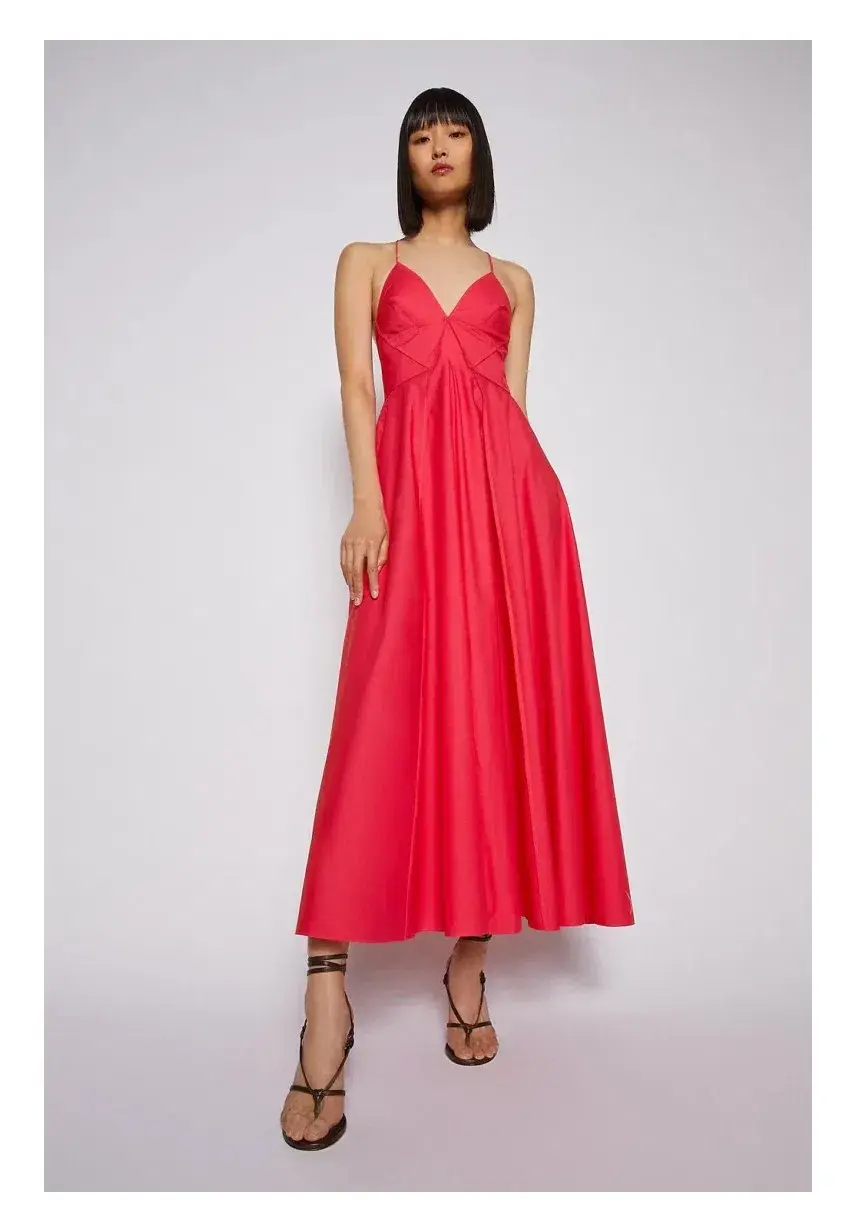 Scanlan Theodore Parachute Cotton Strappy Dress in Fuchsia Size S/Au 8 - Image 1