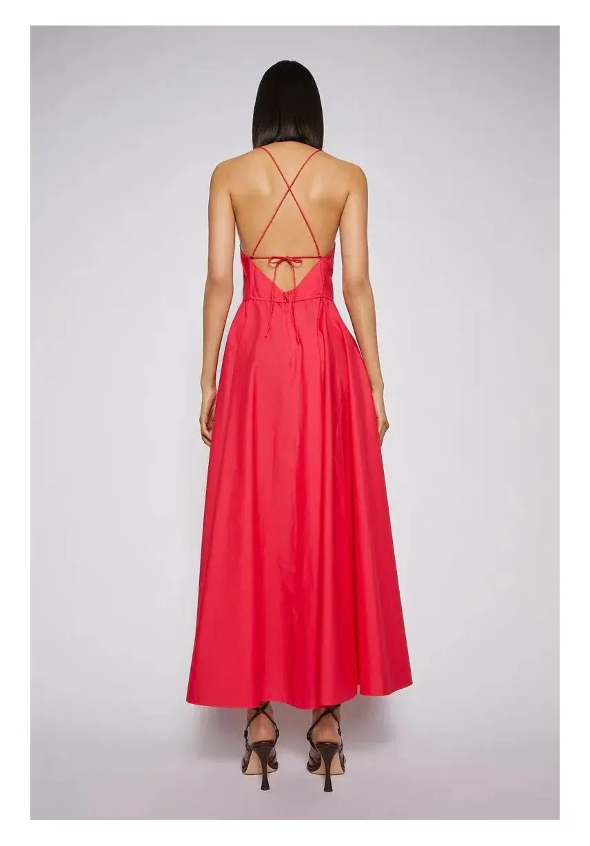 Scanlan Theodore Parachute Cotton Strappy Dress in Fuchsia Size S/Au 8 - Image 3