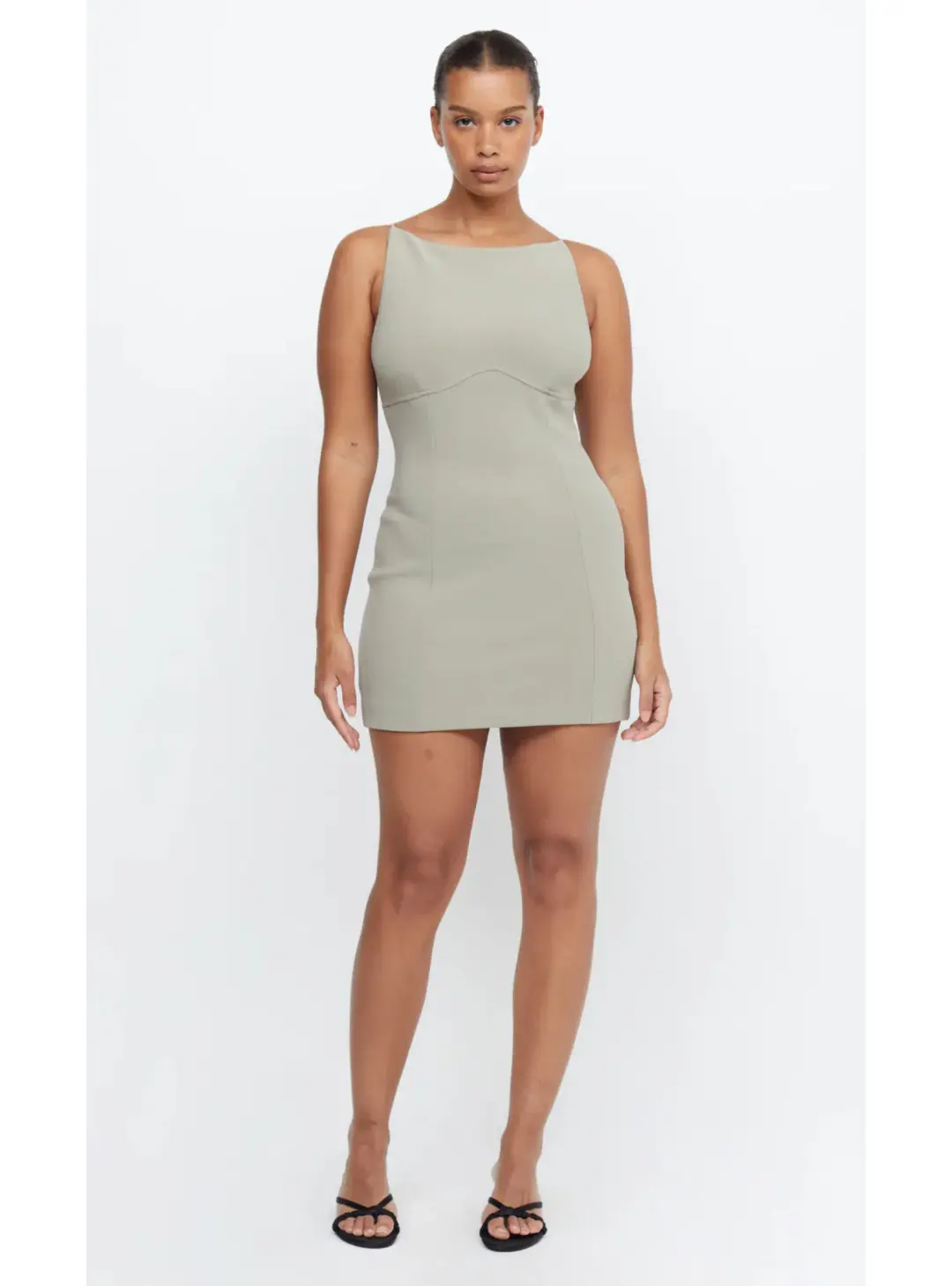 Bec & Bridge Marisol Mini Dress Silver Sage Size AU 14 for rent on The Volte - main image