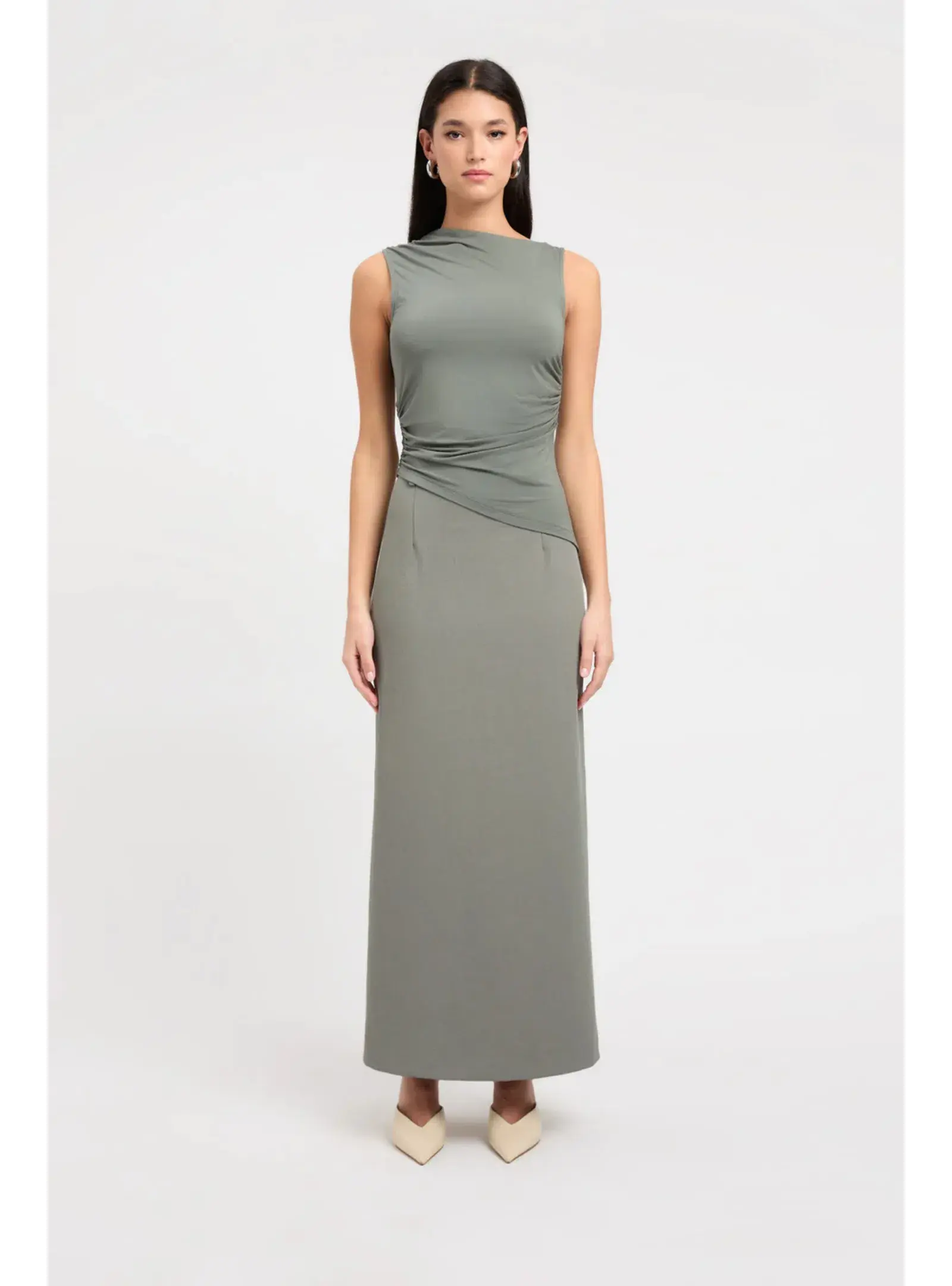 Kookai Alannah Top and Ariel Midi Skirt Agave Green Size AU 8  - Image 1