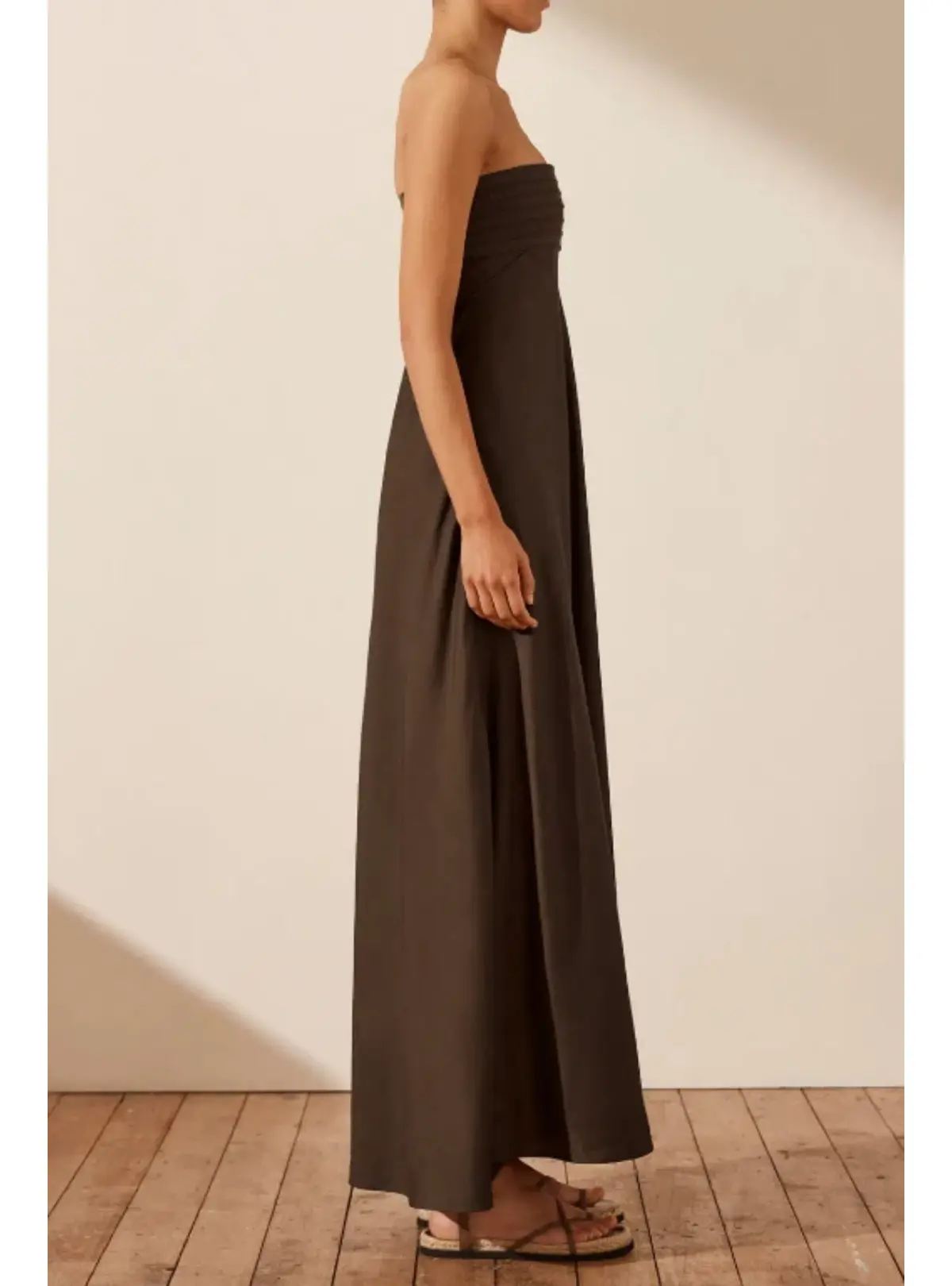 Shona Joy Corded Strapless Maxi Dress Brown Size AU 8 - Image 2